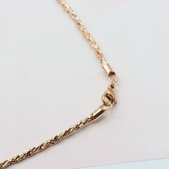 Elegant Rose Gold Twisted Rope Chain Necklace, XPNL0289 - Picture 10 of 10